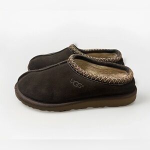 UGG Tasman Slippers Women Girls Sz 5 Dark Brown Suede Shearling Warm Classic